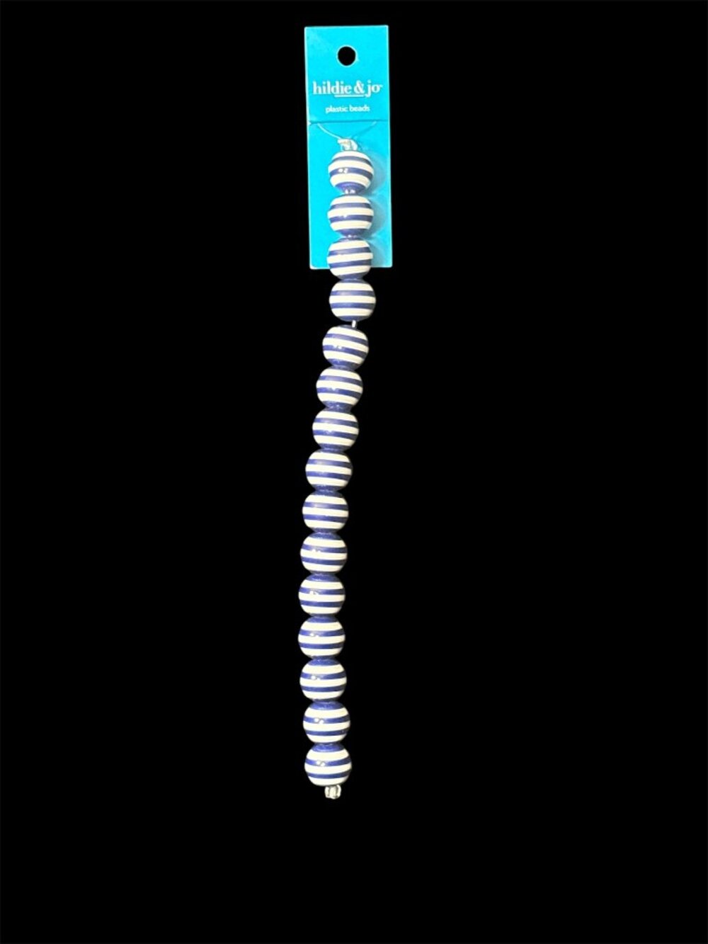 Hildie & Jo Blue And White Striped Plastic Round Beads